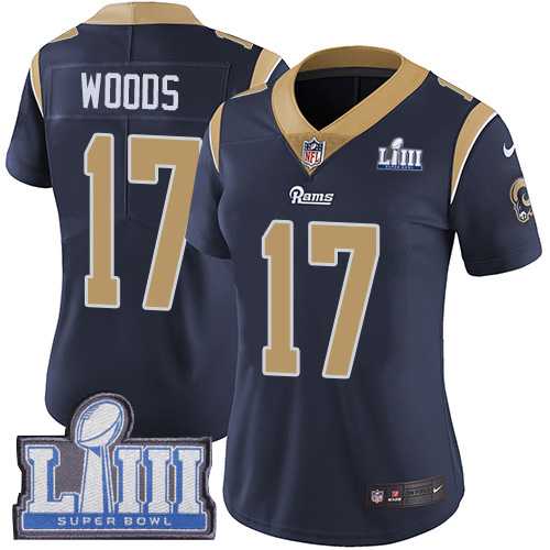 Women Nike Rams 17 Robert Woods Navy 2019 Super Bowl LIII Vapor Untouchable Limited Jersey,We sell and wholesale Women Nike Rams 17 Robert Woods Navy 2019 Super Bowl LIII Vapor Untouchable Limited Jersey on line form chian!